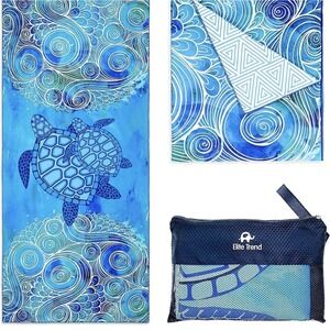 Elite Trend Microfiber Beach Towel 78x35" Sand Free Quick Dry Sea Turtle w/ Bags